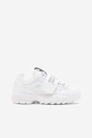 FILA Disruptor 2 Applique Sneakers White / Silver / White,Womens Shoes | CA.BOAGFI361